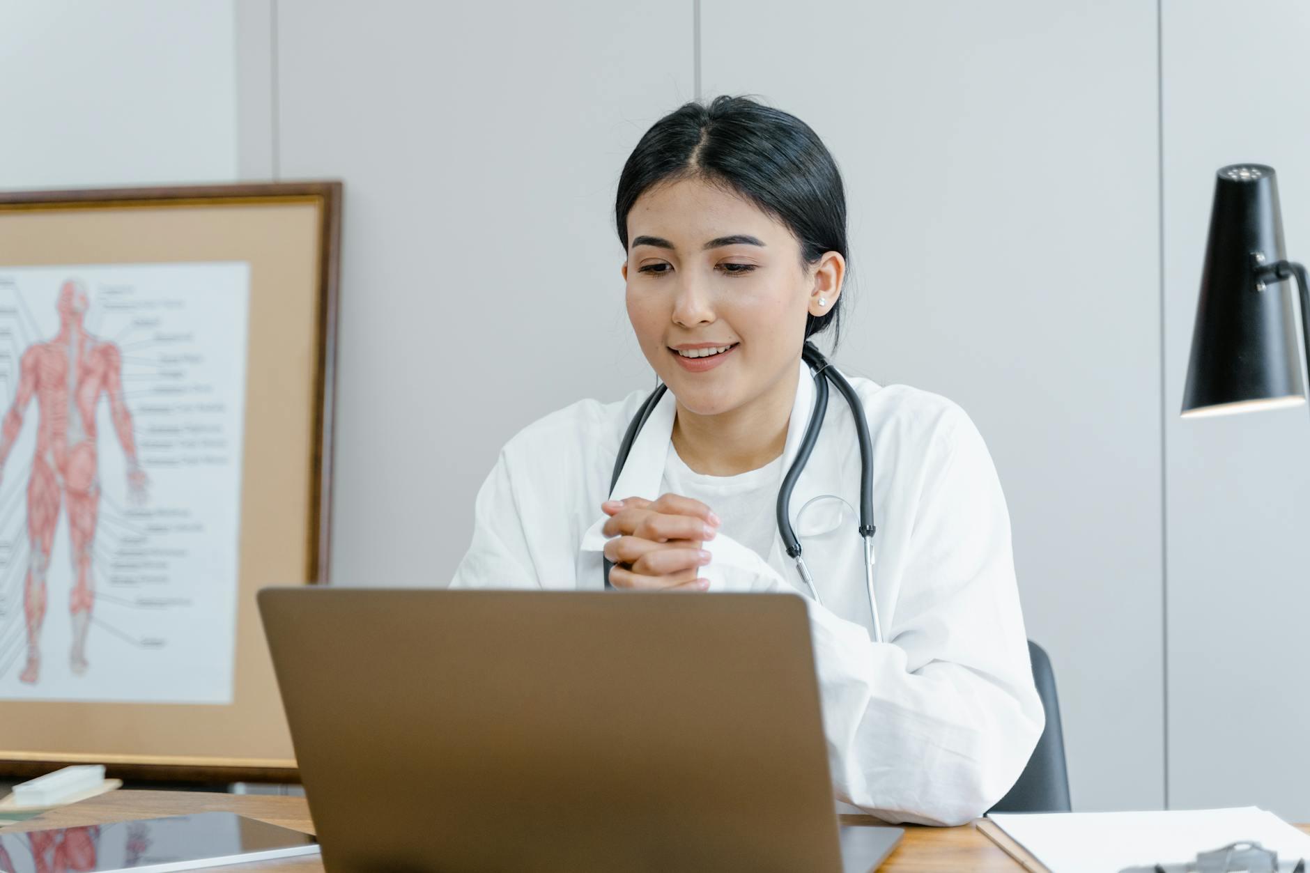 Healthcare professional providing telehealth consultation