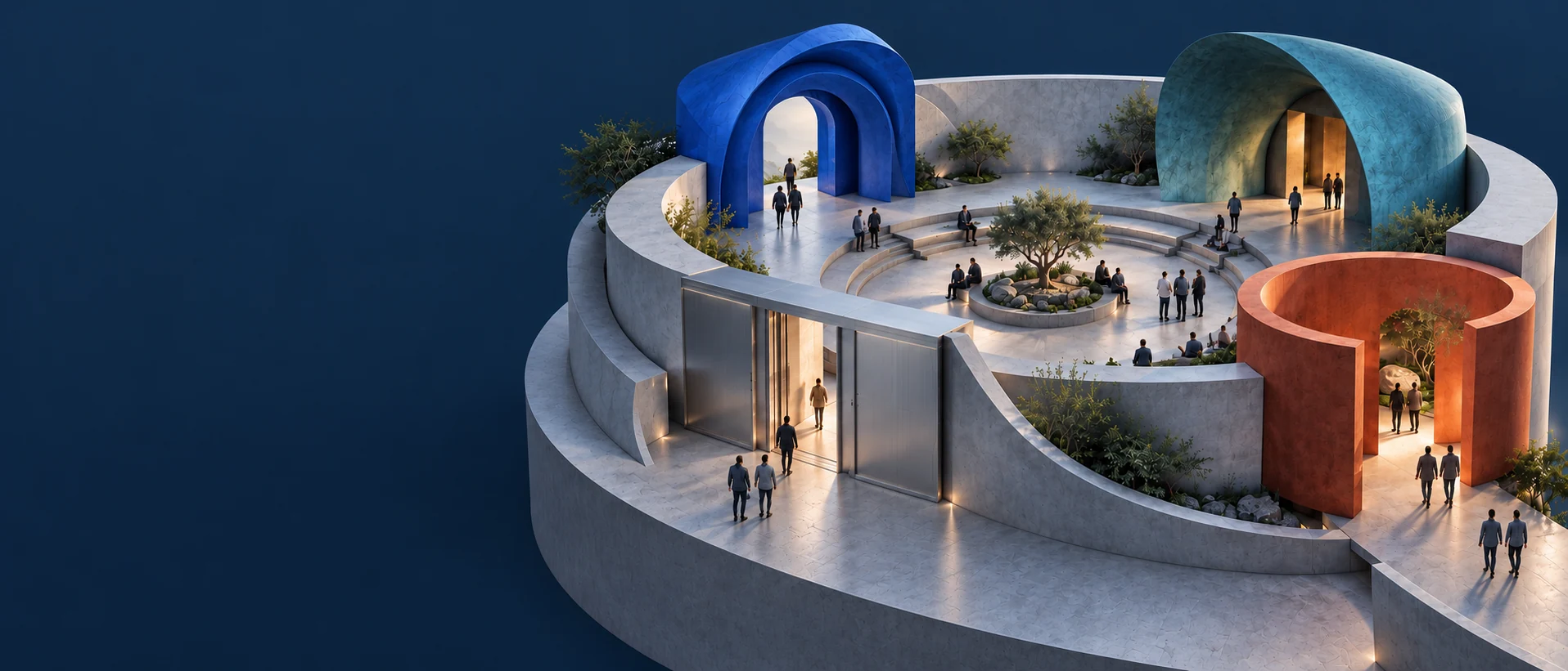 SozoRockSchool sculpture with four entrances representing the four learning programs